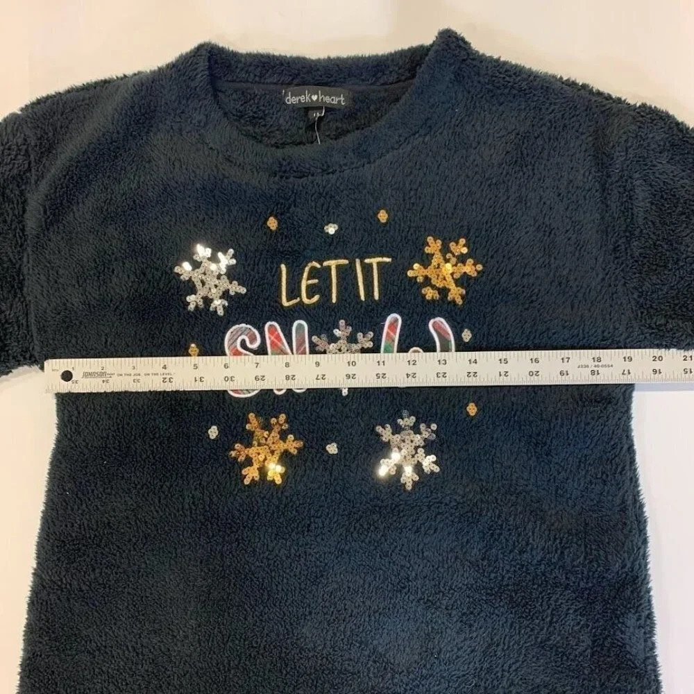 Derek Heart Women's Christmas Holiday Let It Snow Long‎ Sleeve Tunic Size L NWT - Picture 8 of 10
